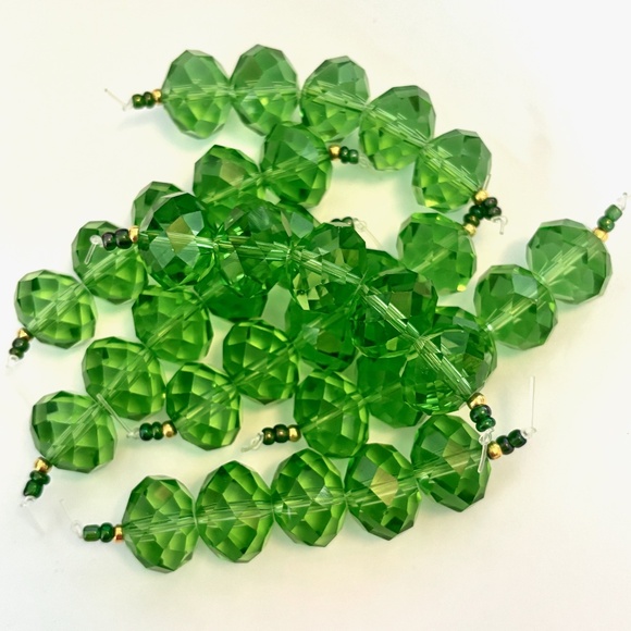 As Low as $2 Large Spring Green Faceted Rondelle Crystal Beads 16mm x 12mm (5) - Picture 2 of 2